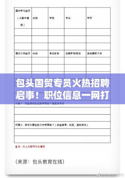 包头国贸专员火热招聘启事！职位信息一网打尽