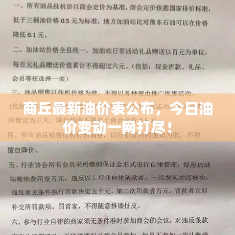商丘最新油价表公布，今日油价变动一网打尽！